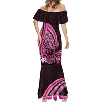 Pink Polynesia Easter Day Mermaid Dress Eggs With Bunny Polynesian Pattern