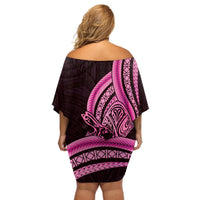 Pink Polynesia Easter Day Off Shoulder Short Dress Eggs With Bunny Polynesian Pattern LT14 - Polynesian Pride