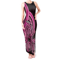 Pink Polynesia Easter Day Tank Maxi Dress Eggs With Bunny Polynesian Pattern LT14 Women Pink - Polynesian Pride
