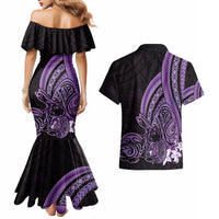 Purple Polynesia Easter Day Couples Matching Mermaid Dress and Hawaiian Shirt Eggs With Bunny Polynesian Pattern LT14 - Polynesian Pride