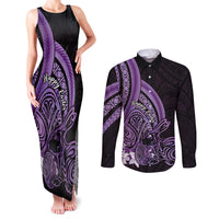 Purple Polynesia Easter Day Couples Matching Tank Maxi Dress and Long Sleeve Button Shirt Eggs With Bunny Polynesian Pattern LT14 Purple - Polynesian Pride