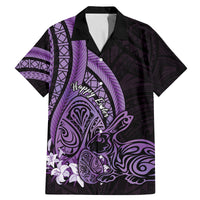 Purple Polynesia Easter Day Family Matching Mermaid Dress and Hawaiian Shirt Eggs With Bunny Polynesian Pattern LT14 Dad's Shirt - Short Sleeve Purple - Polynesian Pride