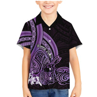 Purple Polynesia Easter Day Family Matching Mermaid Dress and Hawaiian Shirt Eggs With Bunny Polynesian Pattern LT14 Son's Shirt Purple - Polynesian Pride
