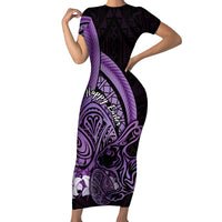 Purple Polynesia Easter Day Family Matching Short Sleeve Bodycon Dress and Hawaiian Shirt Eggs With Bunny Polynesian Pattern LT14 Mom's Dress Purple - Polynesian Pride