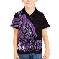 Purple Polynesia Easter Day Family Matching Short Sleeve Bodycon Dress and Hawaiian Shirt Eggs With Bunny Polynesian Pattern LT14 Son's Shirt Purple - Polynesian Pride