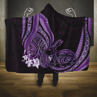 Purple Polynesia Easter Day Hooded Blanket Eggs With Bunny Polynesian Pattern LT14 One Size Purple - Polynesian Pride