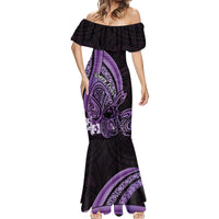 Purple Polynesia Easter Day Mermaid Dress Eggs With Bunny Polynesian Pattern