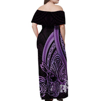 Purple Polynesia Easter Day Off Shoulder Maxi Dress Eggs With Bunny Polynesian Pattern LT14 - Polynesian Pride
