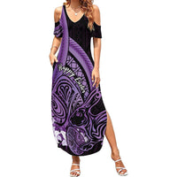Purple Polynesia Easter Day Summer Maxi Dress Eggs With Bunny Polynesian Pattern LT14 Women Purple - Polynesian Pride