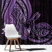 Purple Polynesia Easter Day Window Curtain Eggs With Bunny Polynesian Pattern LT14 - Polynesian Pride