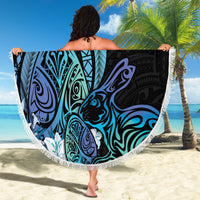 Turquoise Polynesia Easter Day Beach Blanket Eggs With Bunny Polynesian Pattern LT14 - Polynesian Pride