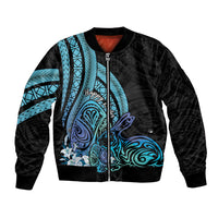 Turquoise Polynesia Easter Day Bomber Jacket Eggs With Bunny Polynesian Pattern LT14 Unisex Turquoise - Polynesian Pride