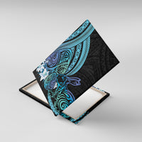 Turquoise Polynesia Easter Day Canvas Wall Art Eggs With Bunny Polynesian Pattern LT14 With Frame Turquoise - Polynesian Pride