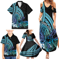 Turquoise Polynesia Easter Day Family Matching Summer Maxi Dress and Hawaiian Shirt Eggs With Bunny Polynesian Pattern LT14 - Polynesian Pride