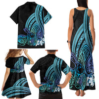 Turquoise Polynesia Easter Day Family Matching Tank Maxi Dress and Hawaiian Shirt Eggs With Bunny Polynesian Pattern LT14 - Polynesian Pride