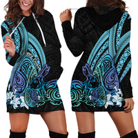 Turquoise Polynesia Easter Day Hoodie Dress Eggs With Bunny Polynesian Pattern LT14 - Polynesian Pride