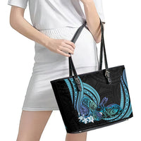 Turquoise Polynesia Easter Day Leather Tote Bag Eggs With Bunny Polynesian Pattern LT14 - Polynesian Pride
