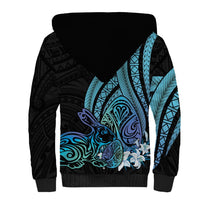 Turquoise Polynesia Easter Day Sherpa Hoodie Eggs With Bunny Polynesian Pattern LT14 - Polynesian Pride
