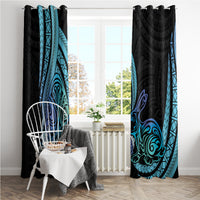 Turquoise Polynesia Easter Day Window Curtain Eggs With Bunny Polynesian Pattern LT14 - Polynesian Pride