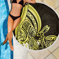 Yellow Polynesia Easter Day Beach Blanket Eggs With Bunny Polynesian Pattern LT14 - Polynesian Pride