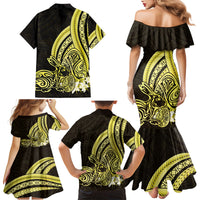 Yellow Polynesia Easter Day Family Matching Mermaid Dress and Hawaiian Shirt Eggs With Bunny Polynesian Pattern LT14 - Polynesian Pride