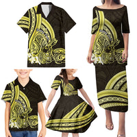Yellow Polynesia Easter Day Family Matching Puletasi and Hawaiian Shirt Eggs With Bunny Polynesian Pattern LT14 - Polynesian Pride
