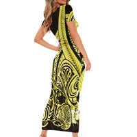 Yellow Polynesia Easter Day Family Matching Short Sleeve Bodycon Dress and Hawaiian Shirt Eggs With Bunny Polynesian Pattern LT14 - Polynesian Pride
