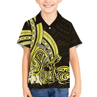 Yellow Polynesia Easter Day Family Matching Short Sleeve Bodycon Dress and Hawaiian Shirt Eggs With Bunny Polynesian Pattern LT14 Son's Shirt Yellow - Polynesian Pride