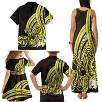 Yellow Polynesia Easter Day Family Matching Tank Maxi Dress and Hawaiian Shirt Eggs With Bunny Polynesian Pattern LT14 - Polynesian Pride