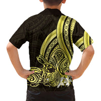 Yellow Polynesia Easter Day Kid Hawaiian Shirt Eggs With Bunny Polynesian Pattern