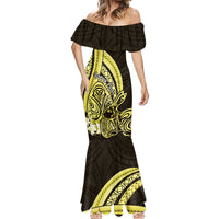Yellow Polynesia Easter Day Mermaid Dress Eggs With Bunny Polynesian Pattern LT14 - Polynesian Pride