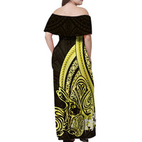 Yellow Polynesia Easter Day Off Shoulder Maxi Dress Eggs With Bunny Polynesian Pattern LT14 - Polynesian Pride