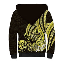Yellow Polynesia Easter Day Sherpa Hoodie Eggs With Bunny Polynesian Pattern LT14 - Polynesian Pride