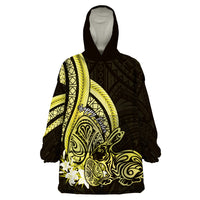 Yellow Polynesia Easter Day Wearable Blanket Hoodie Eggs With Bunny Polynesian Pattern LT14 One Size Yellow - Polynesian Pride