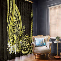 Yellow Polynesia Easter Day Window Curtain Eggs With Bunny Polynesian Pattern LT14 - Polynesian Pride