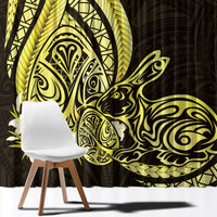 Yellow Polynesia Easter Day Window Curtain Eggs With Bunny Polynesian Pattern LT14 - Polynesian Pride