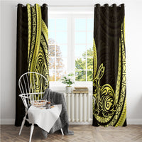 Yellow Polynesia Easter Day Window Curtain Eggs With Bunny Polynesian Pattern LT14 - Polynesian Pride
