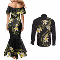 Polynesia Tattoo With Plumeria Couples Matching Mermaid Dress and Long Sleeve Button Shirt Elegant Vibes LT14 - Polynesian Pride