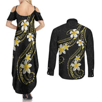 Polynesia Tattoo With Plumeria Couples Matching Summer Maxi Dress and Long Sleeve Button Shirt Elegant Vibes LT14 - Polynesian Pride