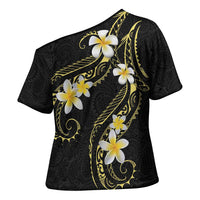 Polynesia Tattoo With Plumeria Cross Shoulder Shirt Elegant Vibes LT14 - Polynesian Pride