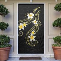 Polynesia Tattoo With Plumeria Door Cover Elegant Vibes LT14 Black - Polynesian Pride
