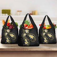 Polynesia Tattoo With Plumeria Grocery Bag Elegant Vibes LT14 3-pack One Size Black - Polynesian Pride