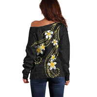 Polynesia Tattoo With Plumeria Off Shoulder Sweater Elegant Vibes LT14 - Polynesian Pride