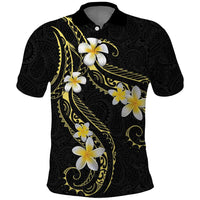 Polynesia Tattoo With Plumeria Polo Shirt Elegant Vibes LT14 Black - Polynesian Pride