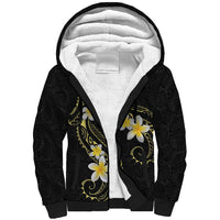 Polynesia Tattoo With Plumeria Sherpa Hoodie Elegant Vibes LT14 Unisex Black - Polynesian Pride