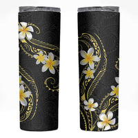 Polynesia Tattoo With Plumeria Skinny Tumbler Elegant Vibes LT14 Black - Polynesian Pride