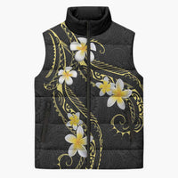 Polynesia Tattoo With Plumeria Sleeveless Puffer Jacket Elegant Vibes LT14 Unisex Black - Polynesian Pride