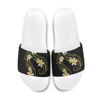 Polynesia Tattoo With Plumeria Slide Sandals Elegant Vibes LT14 Black - Polynesian Pride