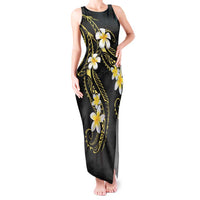 Polynesia Tattoo With Plumeria Tank Maxi Dress Elegant Vibes LT14 Women Black - Polynesian Pride
