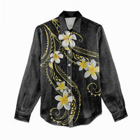 Polynesia Tattoo With Plumeria Women Casual Shirt Elegant Vibes LT14 - Polynesian Pride